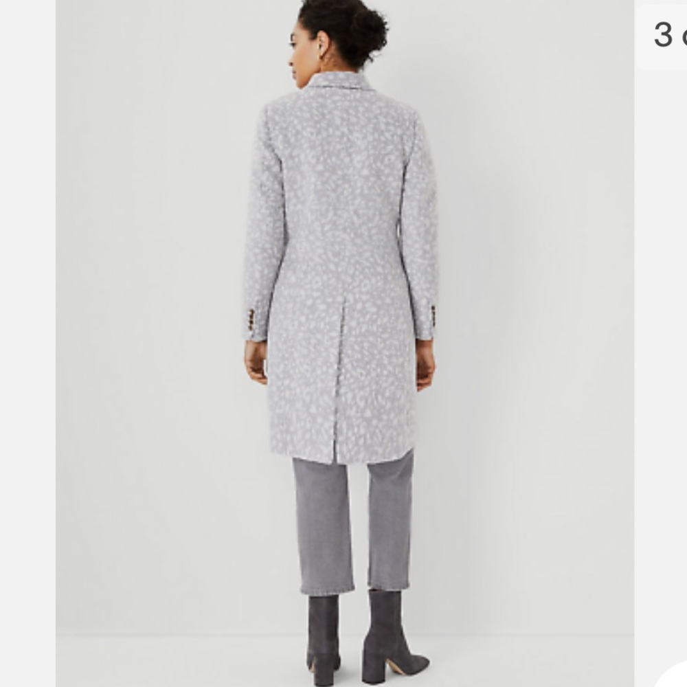 ANN TAYLOR $258 GRAY ANIMAL PRINT CHESTERFIELD COAT - Picture 3 of 15